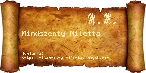 Mindszenty Miletta névjegykártya